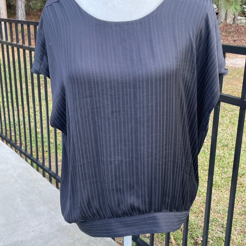 Anthropologie Charcoal Pinstripe Blouse